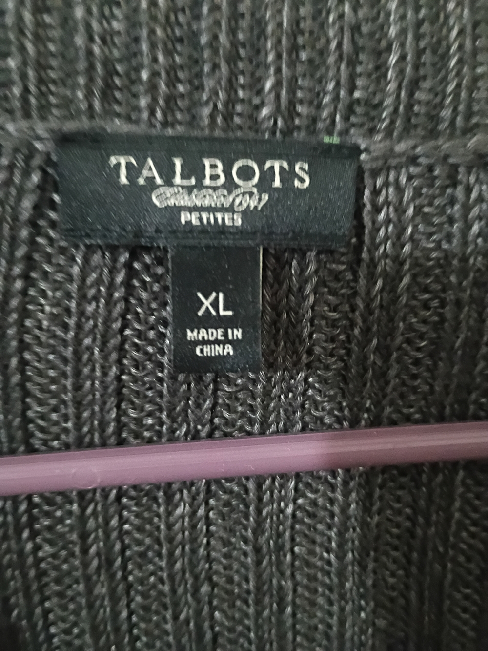 Talbots Linen Charcoal Ribbed Open-Front Cardigan - Picture 5 of 6